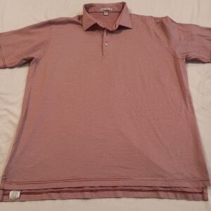 Peter Millar Seaside Wash Red Striped Polo Shirt Men's Size XXL